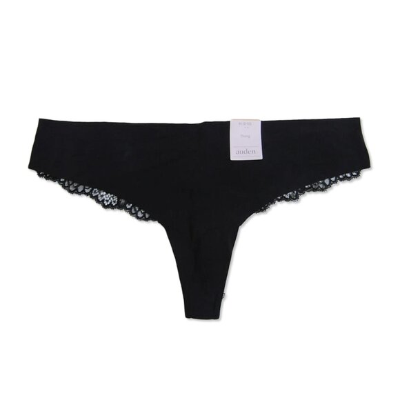 NWT Black Lace-Back Thong Panties - Women's Size L (12/14) - Auden Intimates - Picture 3 of 5